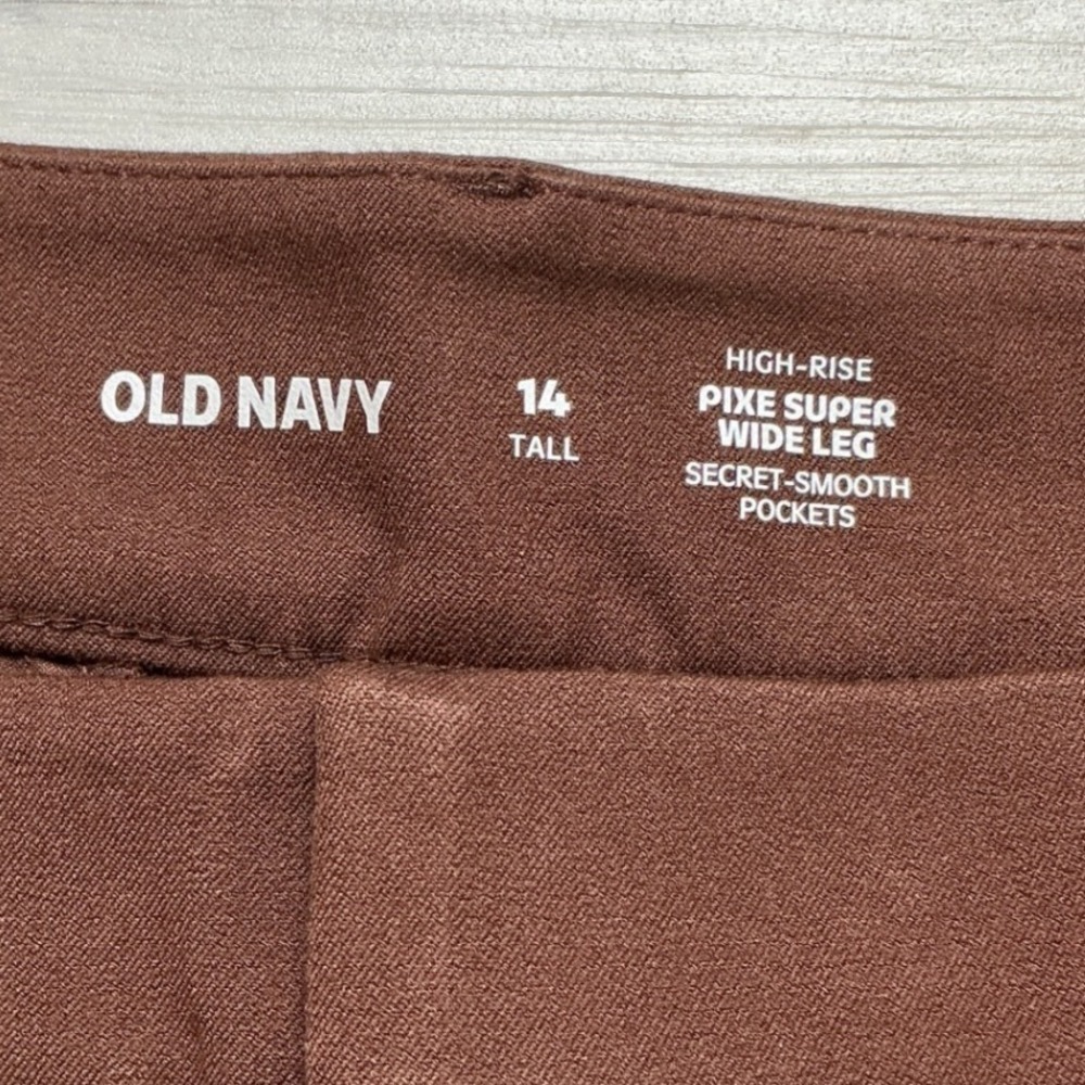Old Navy Pixie Super Wide Leg Pants Women 14 Tall Brown New With Tags - Picture 4 of 8